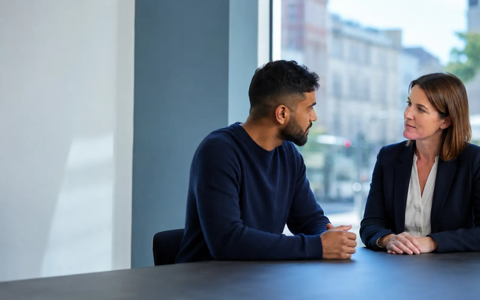 Illustrative scene of a conversation about an injury claim